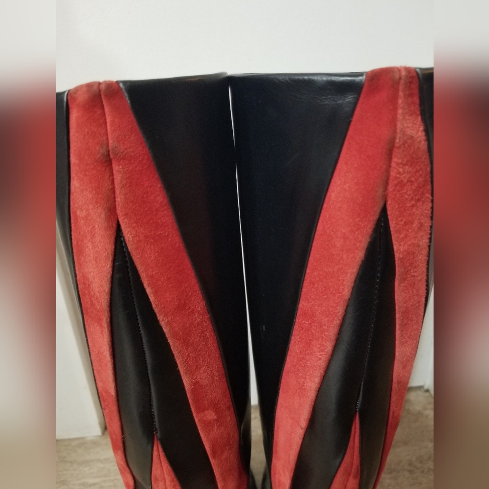 SOLD: Vintage 80s/90s Marmolada Italian Leather & Suede Tall Boots Size 37 - Picture 8 of 9